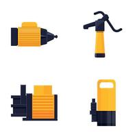 olika pump ikoner uppsättning tecknad serie . vatten och flytande pumpning vektor