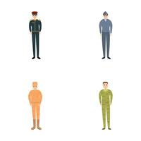 militär man ikoner uppsättning tecknad serie . soldat och officer i militär enhetlig vektor