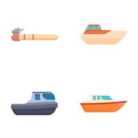 tecknad serie båt ikoner uppsättning tecknad serie . olika typ av färgrik båt vektor