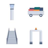 flygplats ikoner uppsättning tecknad serie . olika flygplats Utrustning vektor