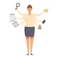 Multitasking Workaholic Person Symbol Karikatur . Büro Manager vektor
