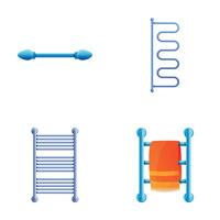 värmare handduk ikoner uppsättning tecknad serie . olika elektrisk badrum radiator vektor