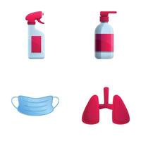 coronavirus skydd ikoner uppsättning tecknad serie . hygien och skydd produkt vektor