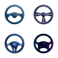 bil hjul ikoner uppsättning tecknad serie . annorlunda bil styrning hjul vektor