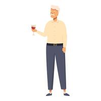 Senior Mann nehmen Wein Glas Symbol Karikatur . Zuhause Toast vektor