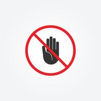 Warnung oder Verbot Zeichen mit Hand Symbol isoliert vektor
