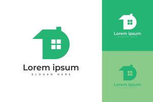 unik logotyp design eller monogram eller första brev d kombinerad med hus vektor