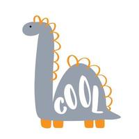 Dinosaurier Baby süßer Druck. Dino-Junge, der Textslogan cool beschriftet. süße Illustration für Kinderzimmer-T-Shirt, Kinderbekleidung, Einladung. einfaches skandinavisches Kinderdesign vektor