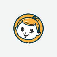 Baby oder Kind Logo. Baby und Kind Gesicht Kunst mit kreativ gestalten geeignet zum Logo, Aufkleber, Etikette Design. völlig editierbar Kunst vektor