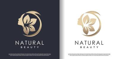 skönhet kvinnor logotyp med kreativ unik begrepp premie vektor