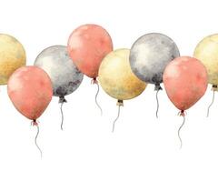 Aquarell endlos Komposition mit bunt Luftballons. Illustration Hand gezeichnet auf isoliert Hintergrund zum Karten, Innere, Aufkleber, Textilien, Design, Einladungen, Geburtstage, Jahrestage, Ferien vektor