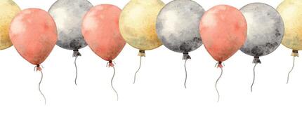 vattenfärg ändlös sammansättning med färgrik ballonger. illustration hand dragen på isolerat bakgrund för kort, interiör, klistermärken, textilier, design, inbjudningar, födelsedagar, årsdagar, högtider vektor