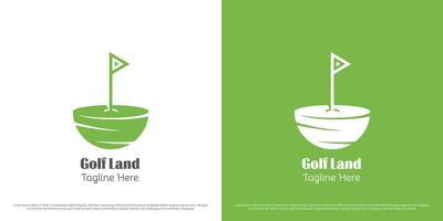 golf gård logotyp ikon illustration. silhuett av golf sport fält flagga Pol mål hål klubb konkurrens mästerskap. enkel abstrakt minimal design symbol utomhus. vektor