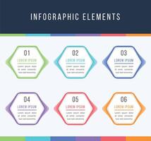 Infografiken 6 Objekte Kreis Elemente zum Geschäft Information Design bunt vektor