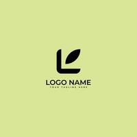 modern brev l med fyrkant form eco löv lyx logotyp ikon design mall vektor