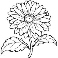 Gerbera Blume Pflanze Gliederung Illustration Färbung Buch Seite Design, Gerbera Blume Pflanze schwarz und Weiß Linie Kunst Zeichnung Färbung Buch Seiten zum Kinder und Erwachsene vektor