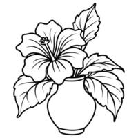 hibiskus blomma bukett illustration färg bok sida design, hibiskus blomma bukett svart och vit linje konst teckning färg bok sidor för barn och vuxna vektor