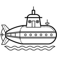 U-Boot Gliederung Färbung Buch Seite Linie Kunst Illustration Digital Zeichnung vektor