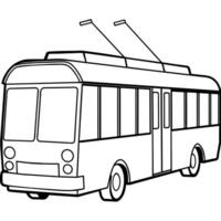 trolleybuss översikt färg bok sida linje konst illustration digital teckning vektor
