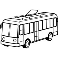 trolleybuss översikt färg bok sida linje konst illustration digital teckning vektor