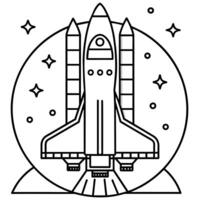 Plats shuttle översikt färg bok sida linje konst illustration digital teckning vektor