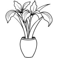 Iris Blume auf das Vase Gliederung Illustration Färbung Buch Seite Design, Iris Blume auf das Vase schwarz und Weiß Linie Kunst Zeichnung Färbung Buch Seiten zum Kinder und Erwachsene vektor