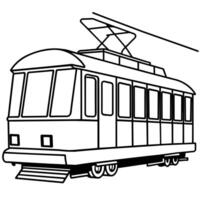 Straßenbahn Gliederung Färbung Buch Seite Linie Kunst Illustration Digital Zeichnung vektor