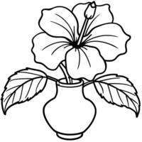 hibiskus blomma bukett illustration färg bok sida design, hibiskus blomma bukett svart och vit linje konst teckning färg bok sidor för barn och vuxna vektor