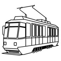 Straßenbahn Gliederung Färbung Buch Seite Linie Kunst Illustration Digital Zeichnung vektor