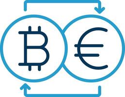 Bitcoin Wechsler Linie Blau zwei Farbe Symbol vektor