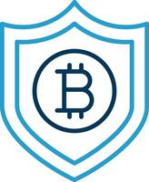 Bitcoin sichern Linie Blau zwei Farbe Symbol vektor