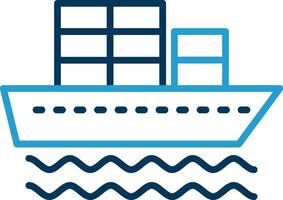 Container Schiff Linie Blau zwei Farbe Symbol vektor