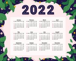 2022 kalender med grön naturbakgrund vektor