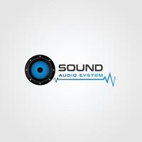 audio systemet logotyp design, högtalare musik logotyp vektor