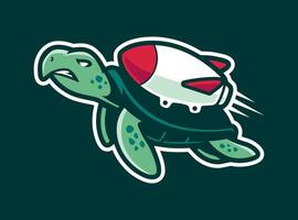 Rakete Schildkröte Maskottchen Logo Design vektor