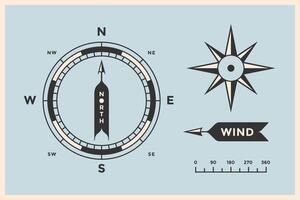 Rose Wind und Kompass. einstellen von Jahrgang Pfeile, Symbole, Objekte zum Navigation vektor