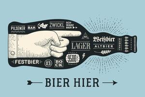 Poster Flasche von Bier mit Hand gezeichnet Beschriftung vektor