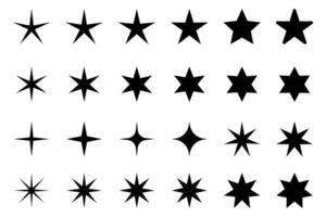 Star Symbole. funkelt, leuchtenden platzen. Star Symbole Star isoliert auf Weiß Hintergrund. Sterne von anders Formen, ein einstellen von Vorlagen zum Gruß Karte, Poster. vektor