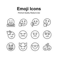 süß Gesichts- Ausdrücke, einstellen von Emoticons Symbole, modisch Design Stil vektor