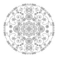 Mandala. Schmetterlinge und Blumen. vektor