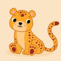 söt tecknad serie leopard. illustration för barn. illustration vektor