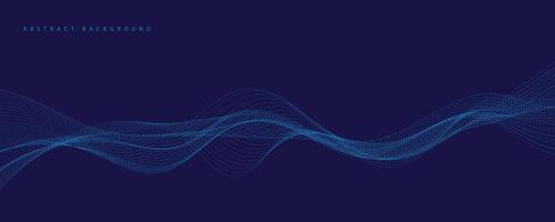 abstrakt blå bakgrund med dynamisk blå vågor, rader och partiklar. vektor