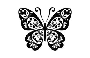 Schmetterling Mandala Silhouette schwarz Clip Art vektor