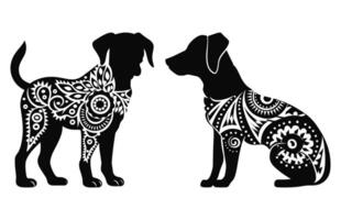 hund mandala silhuett svart och vit ClipArt vektor