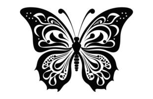 Schmetterling Mandala Silhouette schwarz Clip Art vektor