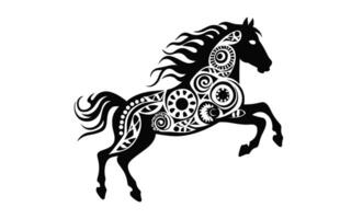 Pferd Mandala Silhouette Clip Art isoliert auf ein Weiß Hintergrund vektor