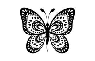 Schmetterling Mandala schwarz und Weiß Silhouette Clip Art vektor