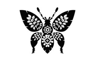 Schmetterling Mandala Silhouette schwarz Clip Art vektor