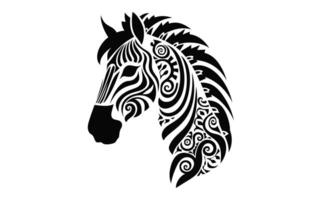 Zebra Mandala Silhouette schwarz und Weiß Clip Art vektor