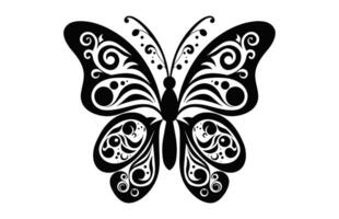 Schmetterling Mandala Silhouette schwarz Clip Art vektor